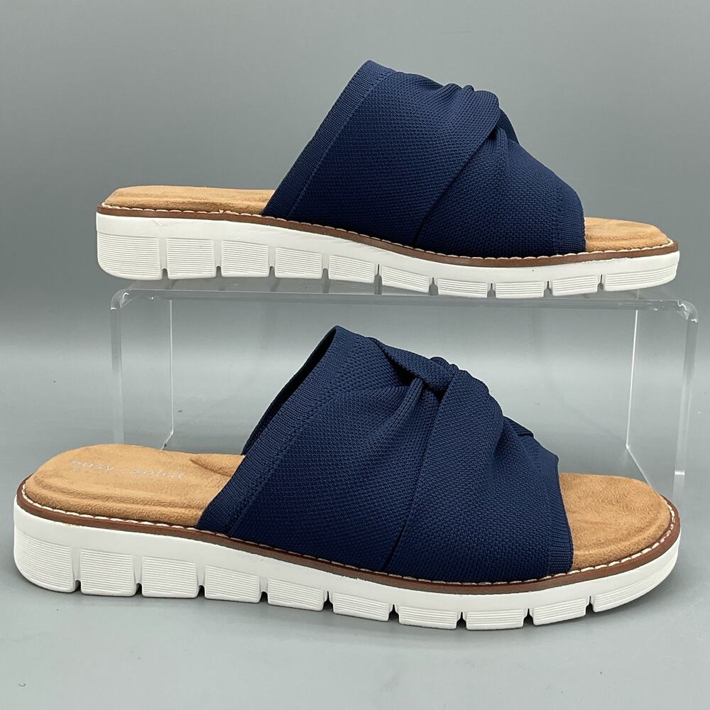 NEW Easy Spirit Women’s Josy Knotted Slide Sandals Blue Size 7.5M